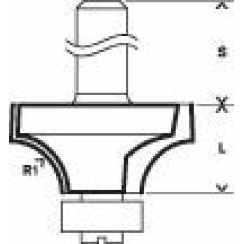 Fresa para redondear Expert for Wood, 8 mm, D 28,6 mm, R1 8 mm, L 12,7 mm, G 55 mm