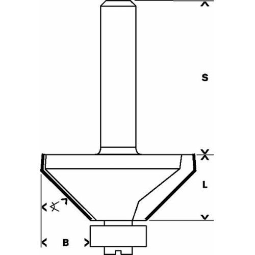 Fresa para biselar Expert for Wood, 8 mm, D 44 mm, L 18,5 mm, G 61 mm