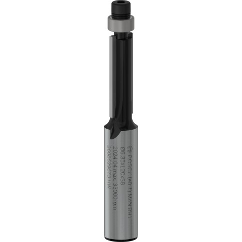 Broca fresadora de recorte al ras PRO con cojinete inferior, Ø 6,35 x L 20, vástago de 8 mm