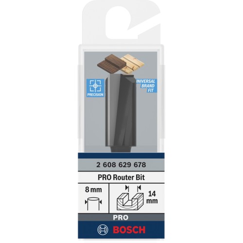 Broca fresadora recta PRO, dos acanaladuras, Ø 14 x L 30, vástago de 8 mm