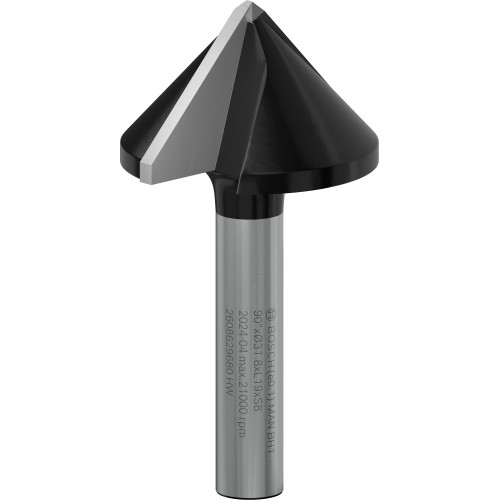 Broca fresadora PRO para ranuras en V, 90° x Ø 31,8, vástago de 8 mm