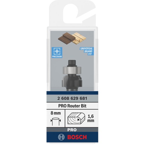 Broca fresadora para redondeo PRO, R 1,6, vástago de 8 mm