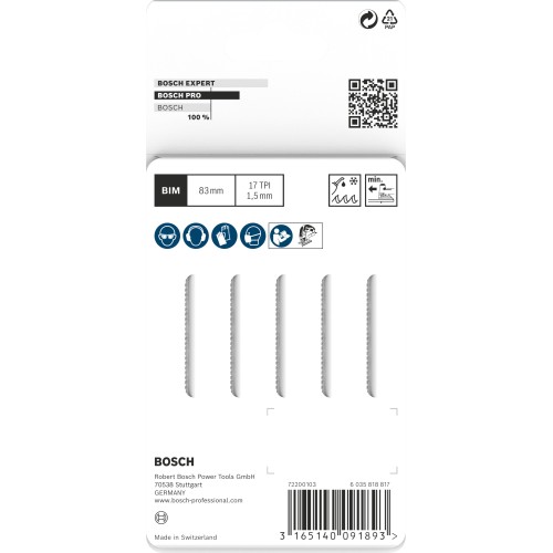 Hoja de sierra de calar PRO Metal curve T118EOF, 83 mm, 5 uds.