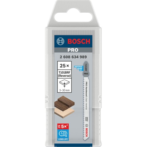 Hoja de sierra de calar PRO Hardwood clean reverse T101BRF, 100 mm, 25 uds.