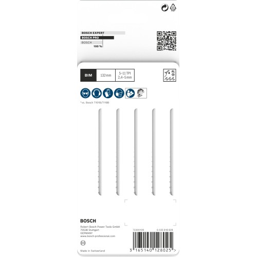 Hoja de sierra de calar PRO Multi Material thick and thin T345XF, 132 mm, 5 uds.