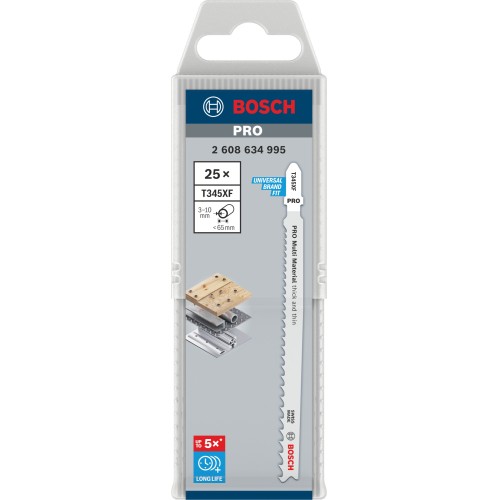Hoja de sierra de calar PRO Multi Material thick and thin T345XF, 132 mm, 25 uds.