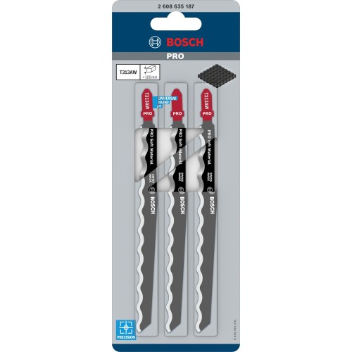 Hoja de sierra de calar PRO Soft Material T313AW, 152 mm, 3 uds.
