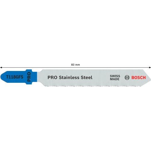 Hoja de sierra de calar PRO Stainless Steel T118GFS, 83 mm, 5 uds.