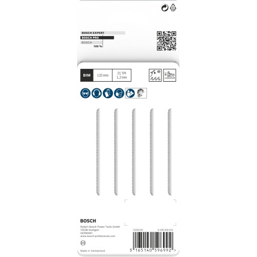 Hoja de sierra de calar PRO Metal Pipes and Profiles T321AF 132 mm, 5 uds.