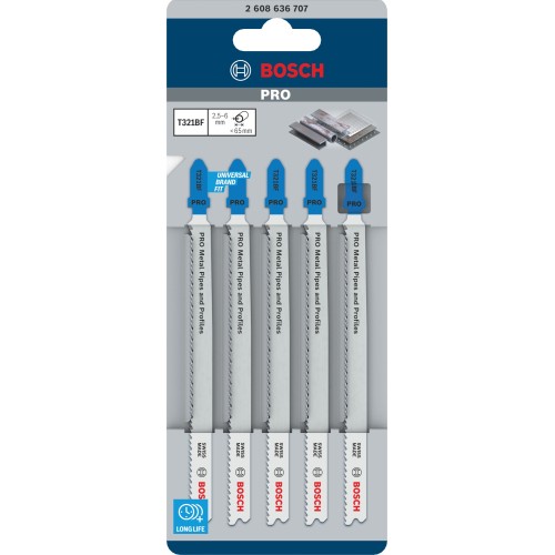 Hoja de sierra de calar PRO Metal Pipes and Profiles T321BF 132 mm, 5 uds.