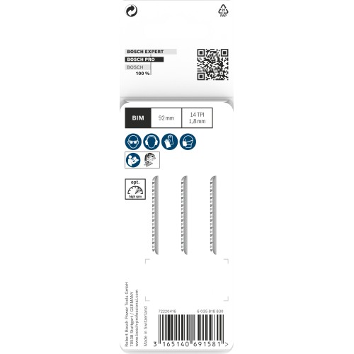 Hoja de sierra de calar PRO Plastics PMMA clean T102BF 92 mm, 3 uds.