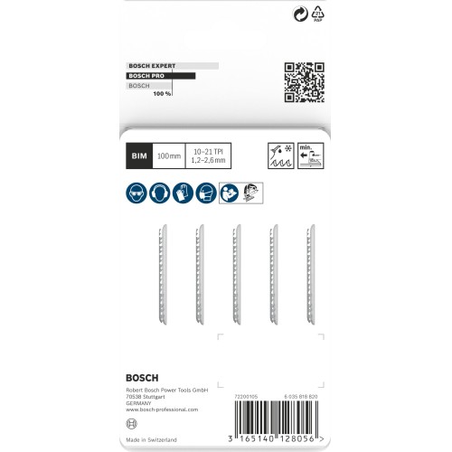 Hoja de sierra de calar PRO Metal thick and thin T123XF, 100 mm, 5 uds.