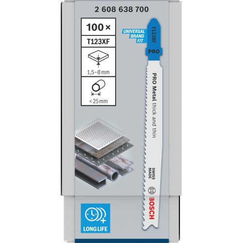 Hoja de sierra de calar PRO Metal thick and thin T123XF, 100 mm, 100 uds.