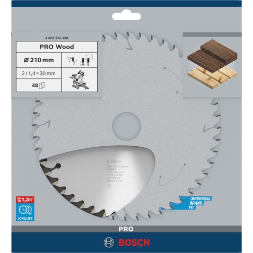 Hoja de sierra circular PRO Wood, 210 x 2 x 30 mm