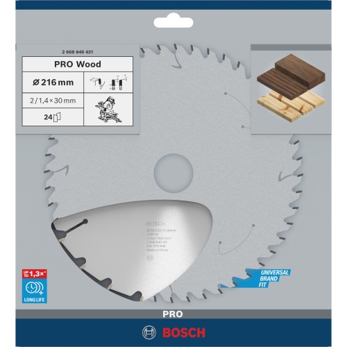 Hoja de sierra circular PRO Wood, 216 x 2 x 30 mm, T24