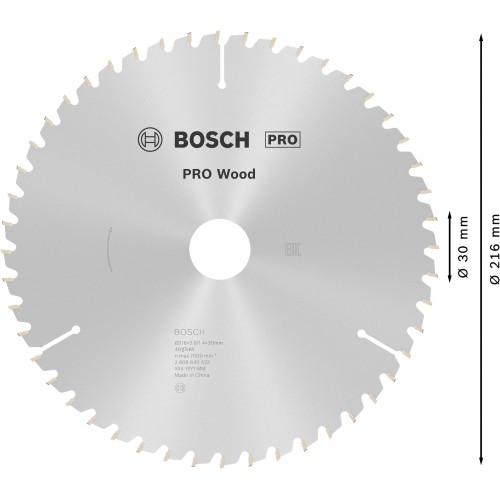 Hoja de sierra circular PRO Wood, 216 x 2 x 30 mm, T48