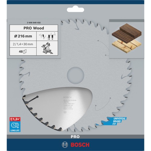 Hoja de sierra circular PRO Wood, 216 x 2 x 30 mm, T48