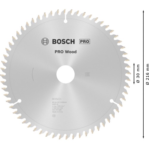 Hoja de sierra circular PRO Wood, 216 x 2 x 30 mm, T60