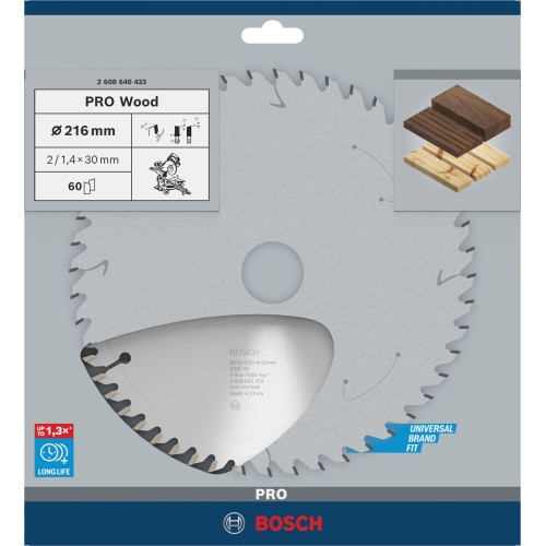 Hoja de sierra circular PRO Wood, 216 x 2 x 30 mm, T60