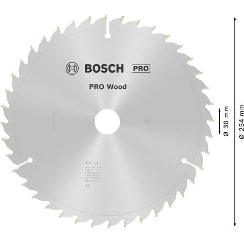 Hoja de sierra circular PRO Wood, 254 x 2 x 30 mm, T40