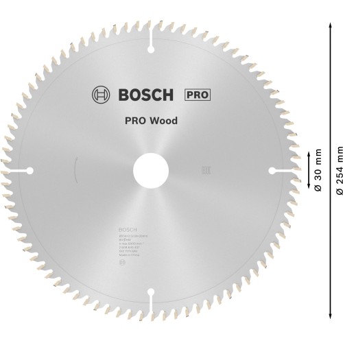Hoja de sierra circular PRO Wood, 254 x 2,5 x 30 mm, T80