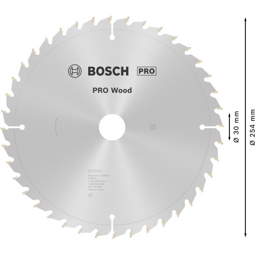 Hoja de sierra circular PRO Wood, 254 x 2 x 30 mm, T40