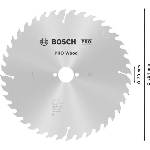 Hoja de sierra circular PRO Wood, 254 x 2,8 x 30 mm, T40