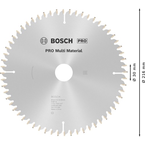 Hoja de sierra circular PRO Multi Material, 216 x 2,5 x 30 mm, T60