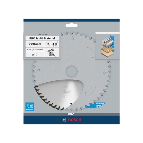 Hoja de sierra circular PRO Multi Material, 216 x 2,5 x 30 mm, T60