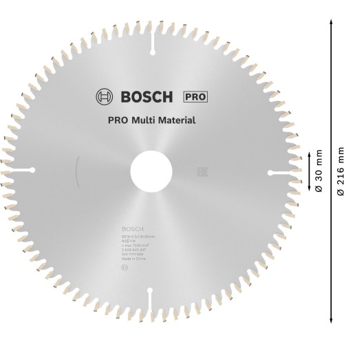 Hoja de sierra circular PRO Multi Material, 216 x 2,5 x 30 mm, T80