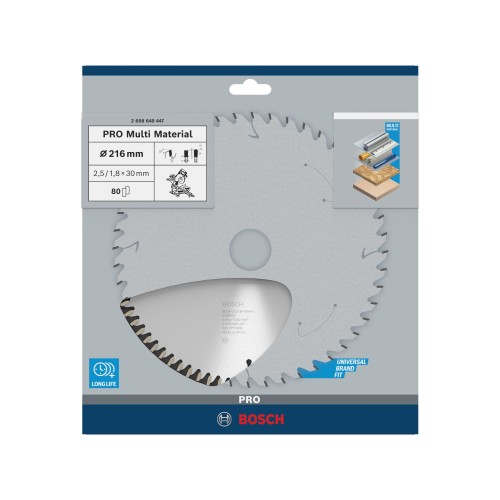 Hoja de sierra circular PRO Multi Material, 216 x 2,5 x 30 mm, T80