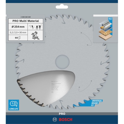 Hoja de sierra circular PRO Multi Material, 254 x 3,2 x 30 mm, T60