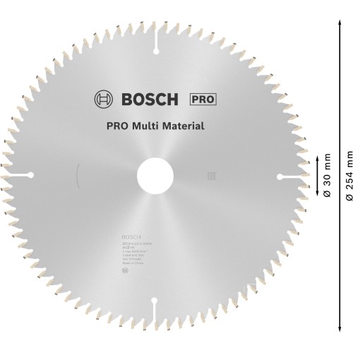 Hoja de sierra circular PRO Multi Material, 254 x 3,2 x 30 mm, T80