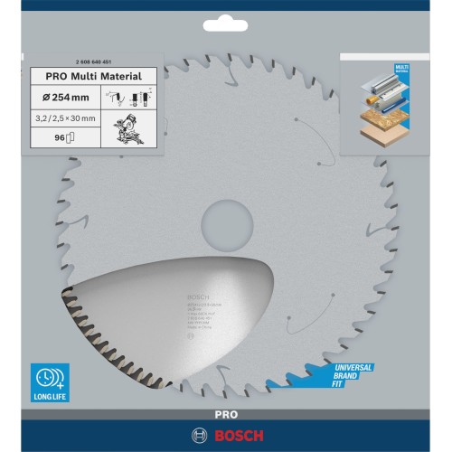 Hoja de sierra circular PRO Multi Material, 254 x 3,2 x 30 mm, T96