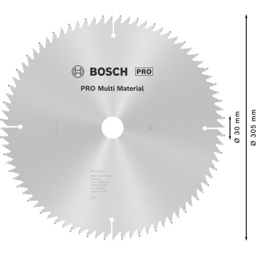 Hoja de sierra circular PRO Multi Material, 305 x 3,2 x 30 mm, T80