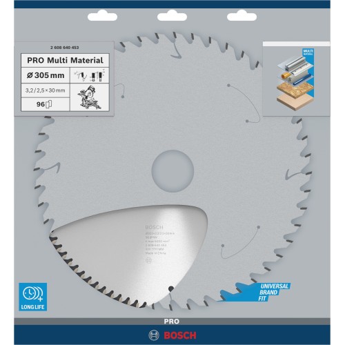 Hoja de sierra circular PRO Multi Material, 305 x 3,2 x 30 mm, T96
