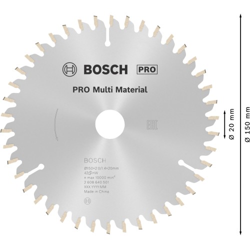 Hoja de sierra circular PRO Multi Material, 150 x 2 x 20 mm