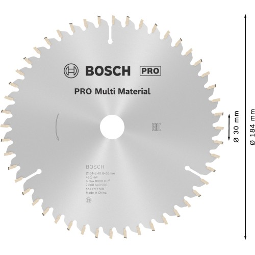 Hoja de sierra circular PRO Multi Material, 184 x 2,4 x 30 mm