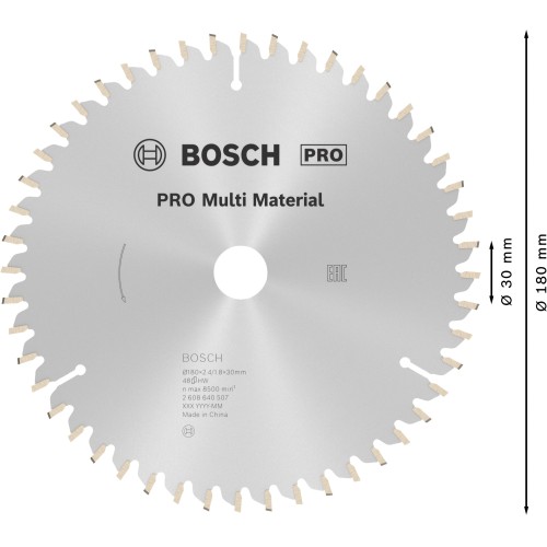 Hoja de sierra circular PRO Multi Material, 180 x 2,4 x 30 mm