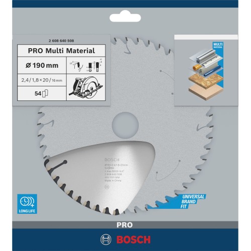 Hoja de sierra circular PRO Multi Material, 190 x 2,4 x 20 mm