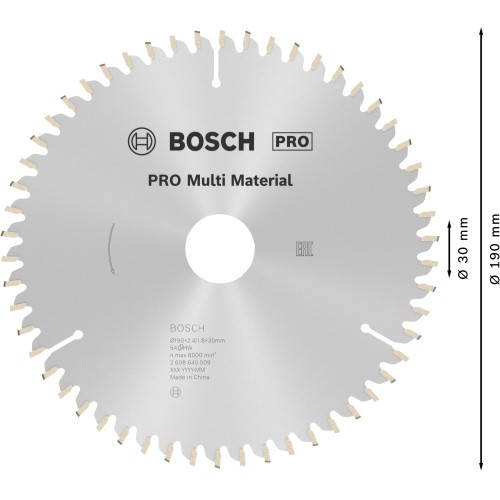 Hoja de sierra circular PRO Multi Material, 190 x 2,4 x 30 mm