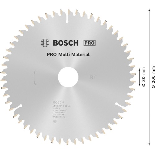 Hoja de sierra circular PRO Multi Material, 200 x 2,4 x 30 mm