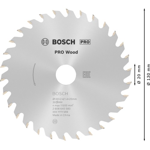 Hoja de sierra circular PRO Wood, 130 x 2,4 x 20 mm, T30