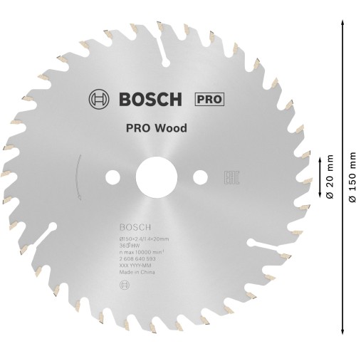 Hoja de sierra circular PRO Wood, 150 x 2,4 x 20 mm, T36