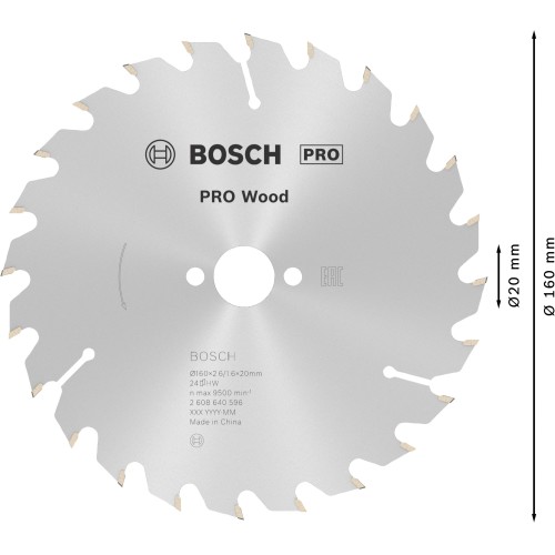 Hoja de sierra circular PRO Wood, 160 x 2,6 x 20 mm, T24
