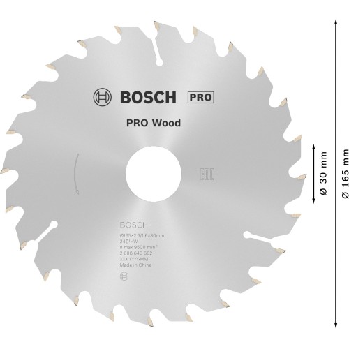 Hoja de sierra circular PRO Wood, 165 x 2,6 x 30 mm, T24