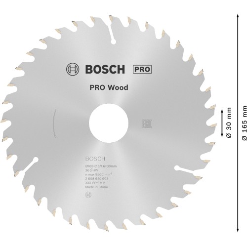 Hoja de sierra circular PRO Wood, 165 x 2,6 x 30 mm, T36