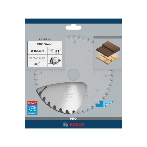Hoja de sierra circular PRO Wood, 165 x 2,6 x 30 mm, T36