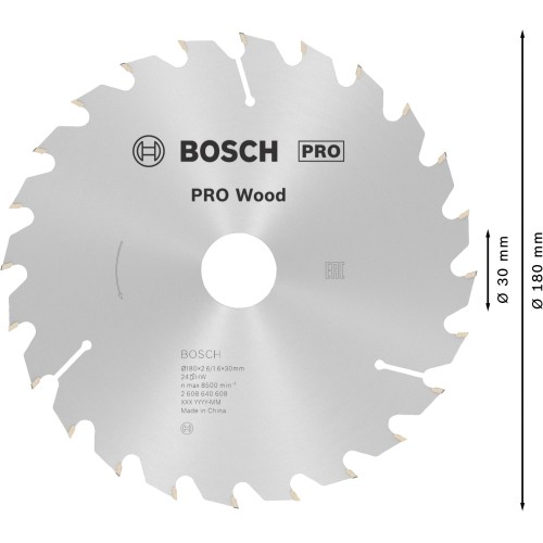 Hoja de sierra circular PRO Wood, 180 x 2,6 x 30 mm, T24
