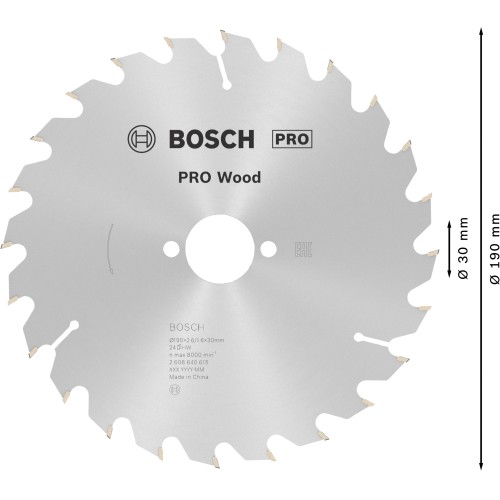 Hoja de sierra circular PRO Wood, 190 x 2,6 x 30 mm, T24